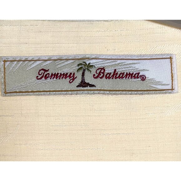 Tommy Bahama Mens Shirt Size XL 100% Silk Tropical Floral Textured Yellow Stitch - Picture 5 of 10
